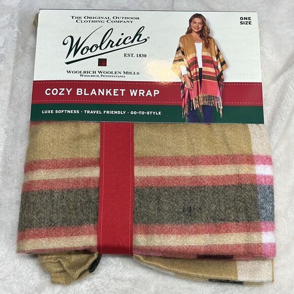 Woolrich Blanket Wrap Plaid Scarf Poncho Boho Cozy Cabincore One Size NWT - Picture 3 of 3